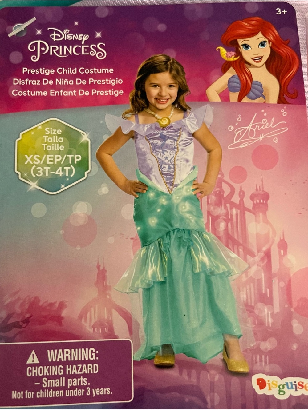 Ariel Little Mermaid Girls Costume - Aqua/Green - XS (3T-4T)